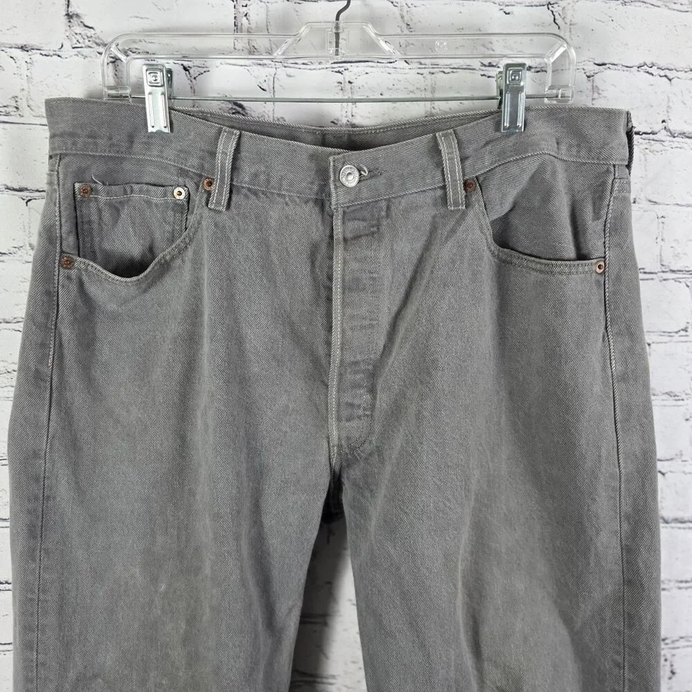Vintage Levis 501xx Mens 38x34 Straight Leg Button Fly Gray Jeans Made in Mexico